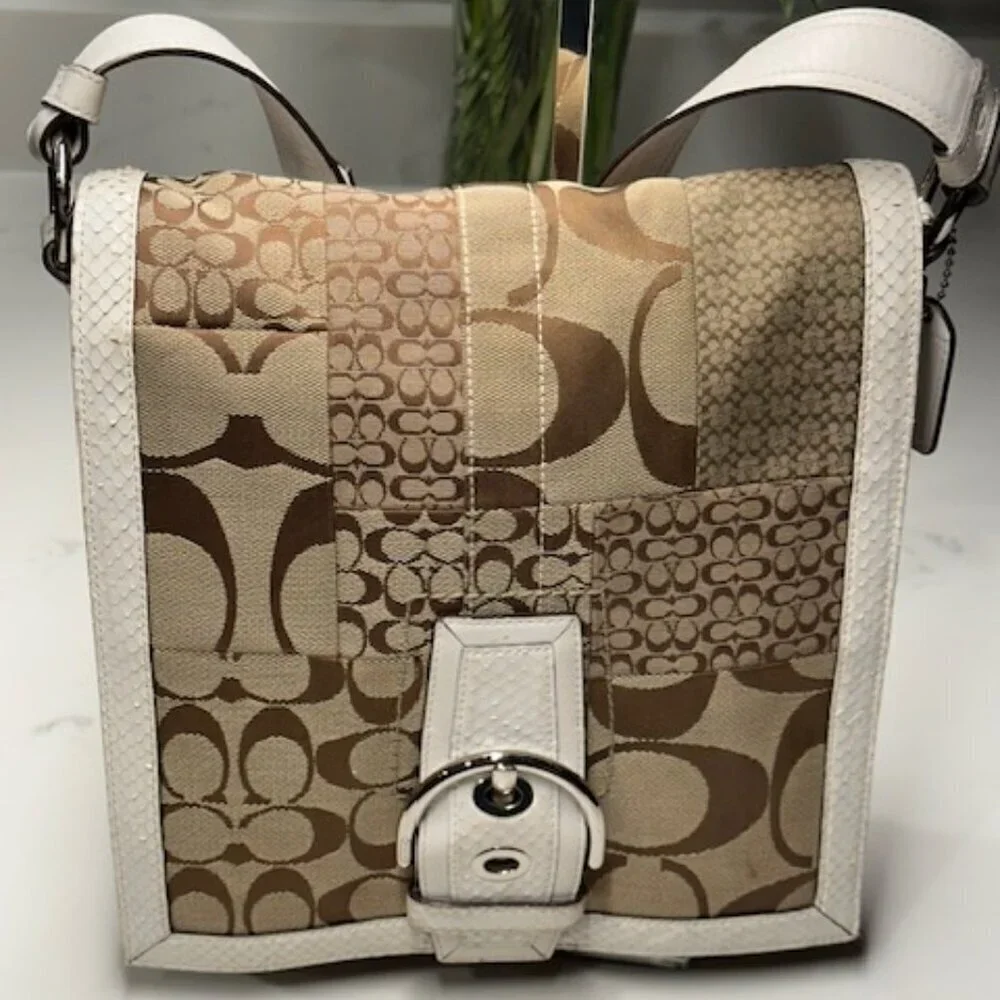 Coach Signature Jacquard Patchwork with Leather & Snake Trim - Picture 4 of 15